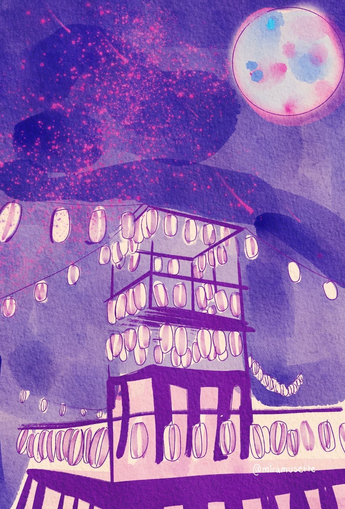 Shimokitazawa Night Postcard Art Print